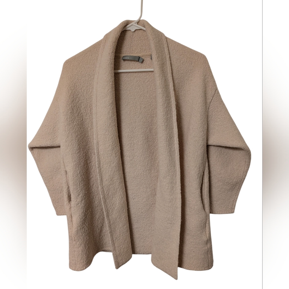 Vince Italian Wool Cream Minimalist Cardigan Sweater Textured XS Extra Small